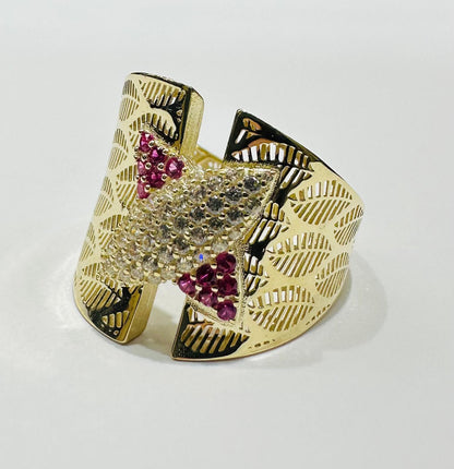10K GOLD RING WITH SAPPHIRE STONES-WEIGHT: 2.9gm