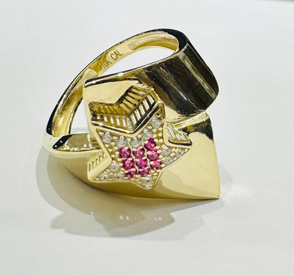 10K GOLD STAR RING WITH SAPPHIRE STONES-WEIGHT: 2.7gm
