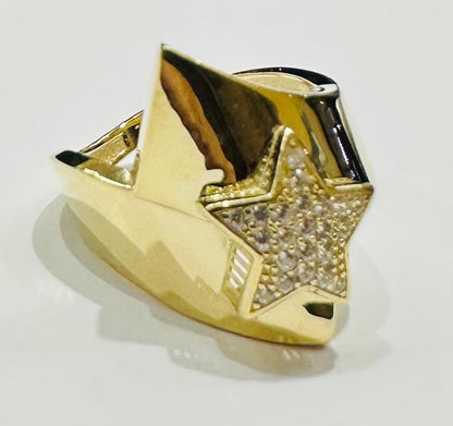 10K GOLD STAR RING WITH SAPPHIRE STONES-WEIGHT: 2.7gm