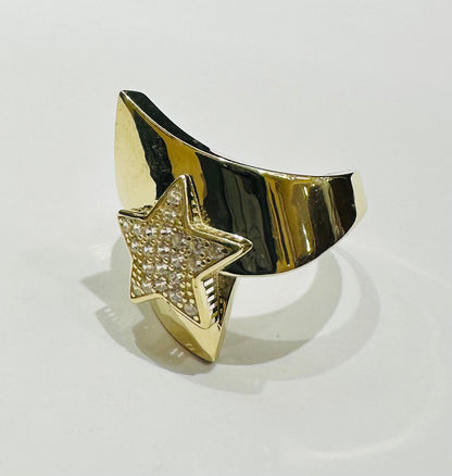 10K GOLD STAR RING WITH SAPPHIRE STONES-WEIGHT: 2.7gm