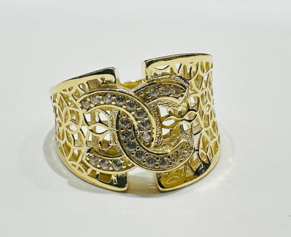 10K GOLD RING WITH WHITE SAPPHIRE-WEIGHT: 2.6gm