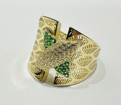 10K GOLD RING WITH SAPPHIRE STONES-WEIGHT: 3.1gm