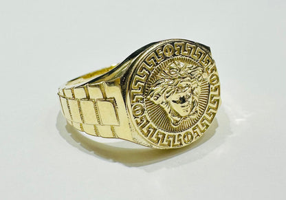 10K GOLD MEDUSA HEAD RING-WEIGHT: 5.9gm