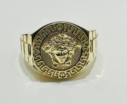 10K GOLD MEDUSA HEAD RING-WEIGHT: 5.9gm