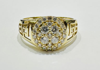 10K GOLD ROUND RING WITH WHITE SAPPHIRE- WEIGHT: 3.1gm
