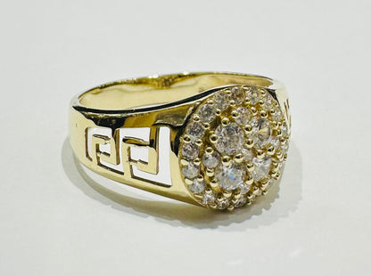 10K GOLD ROUND RING WITH WHITE SAPPHIRE- WEIGHT: 3.1gm