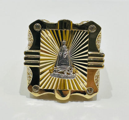 10K GOLD VIRGIN MARY RING WITH WHITE SAPPHIRE- WEIGHT: 7.2gm