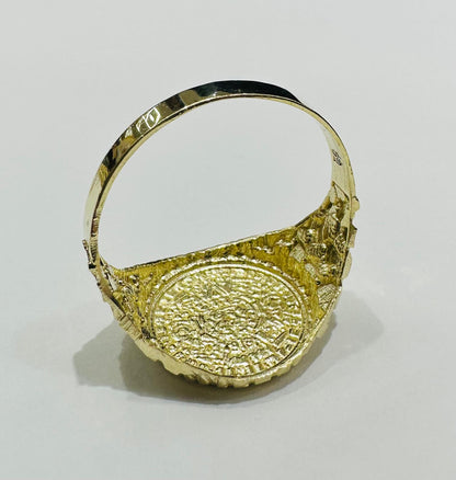 10K GOLD AZTEC CALENDER NUGGET RING- WEIGHT: 3.3gm