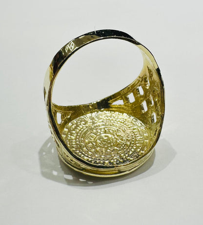 10K GOLD AZTEC CALENDER NUGGET RING- WEIGHT: 6.4gm