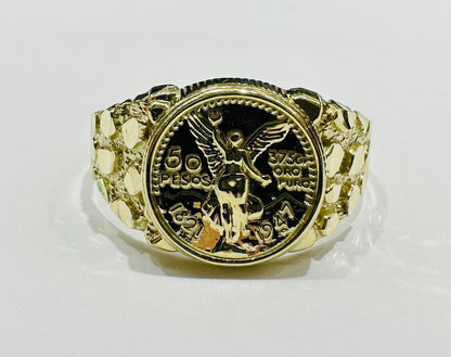 10K GOLD 50 PESOS CENTANARIO NUGGET RING- WEIGHT: 2.5gm