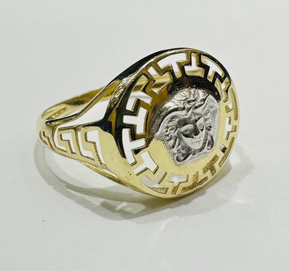 10K GOLD MEDUSA HEAD TWO TONED RING- WEIGHT: 1.8gm