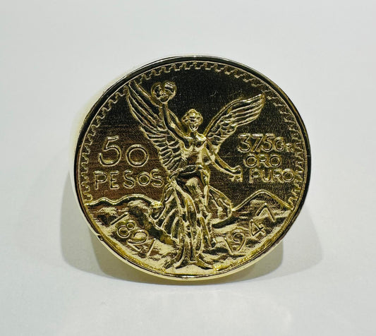 10K GOLD 50 PESOS CENTANARIO NUGGET RING- WEIGHT: 5.5gm