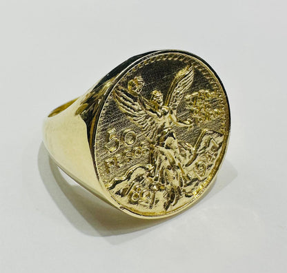 10K GOLD 50 PESOS CENTANARIO NUGGET RING- WEIGHT: 5.5gm