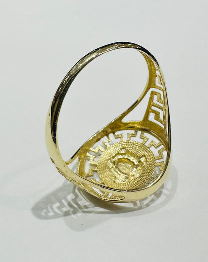 10K GOLD MEDUSA HEAD TWO TONED RING- WEIGHT: 1.8gm