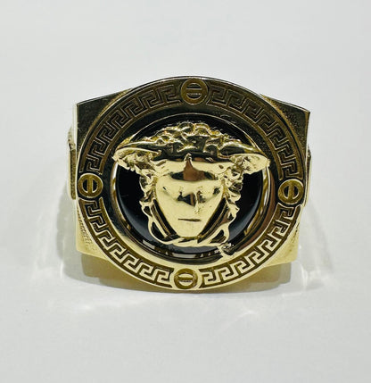 10K GOLD MEDUSA HEAD RING- WEIGHT: 7.4gm