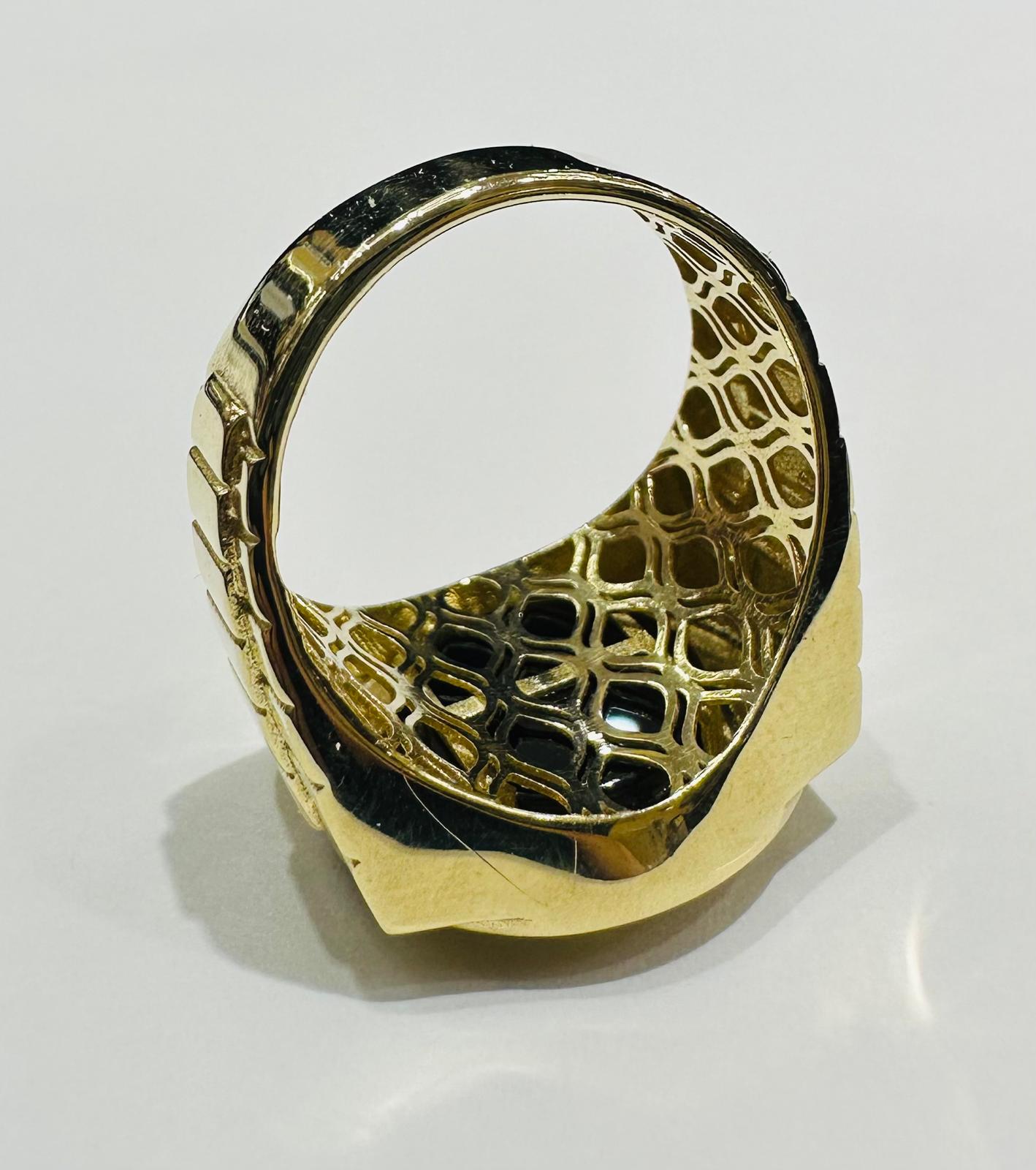 10K GOLD MEDUSA HEAD RING- WEIGHT: 7.4gm