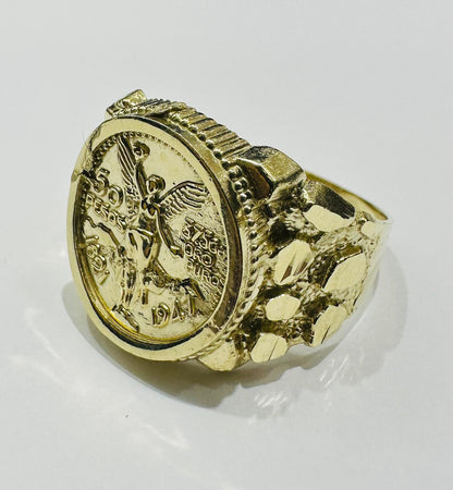 10K GOLD 50 PESOS CENTANARIO NUGGET RING- WEIGHT: 4.8gm