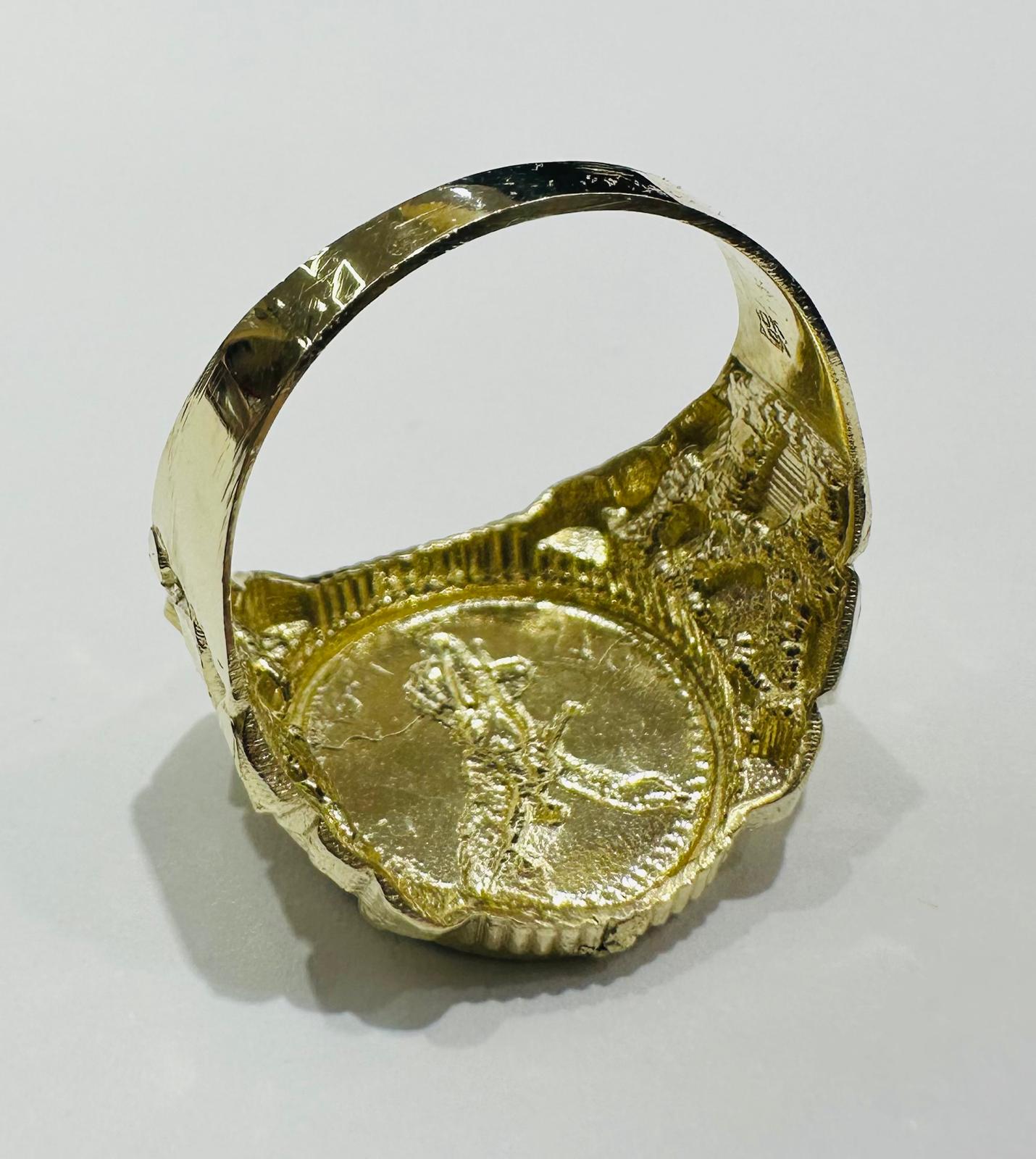 10K GOLD 50 PESOS CENTANARIO NUGGET RING- WEIGHT: 4.8gm
