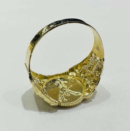 10K GOLD 50 PESOS CENTANARIO NUGGET RING- WEIGHT: 3.5gm