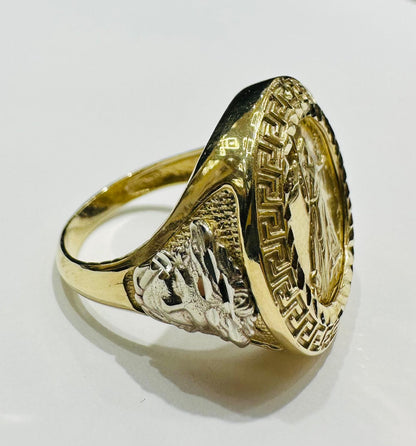10K GOLD LADY LIBERTY COIN RING- WEIGHT: 7.4gm