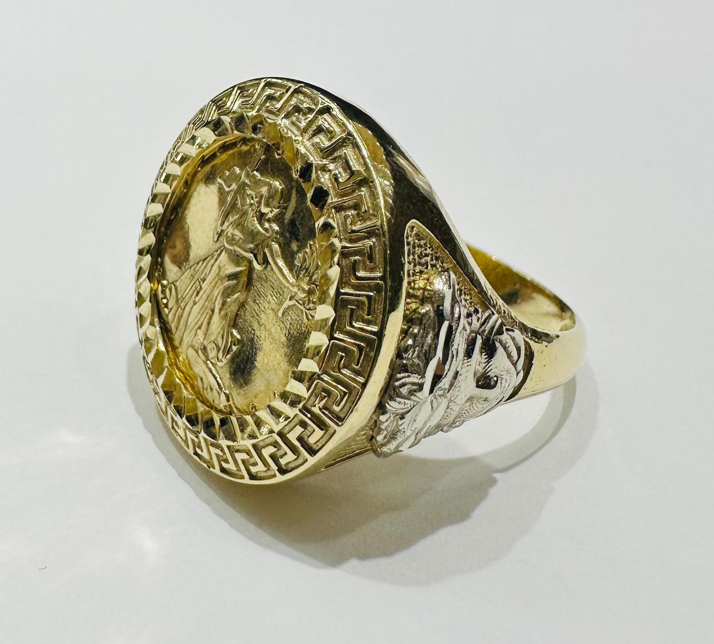 10K GOLD LADY LIBERTY COIN RING- WEIGHT: 7.4gm