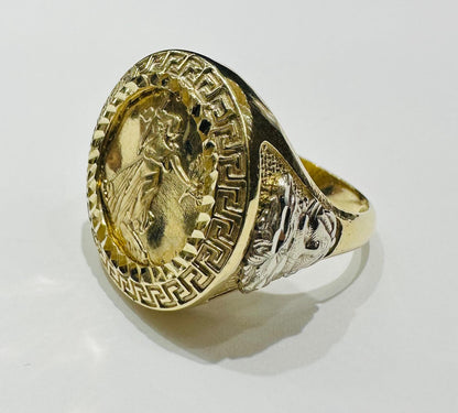 10K GOLD LADY LIBERTY COIN RING- WEIGHT: 7.4gm