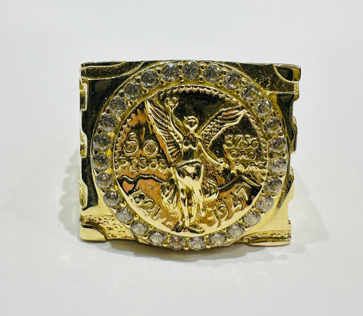 10K GOLD 50 PESOS CENTANARIO NUGGET RING- WEIGHT: 9.8gm