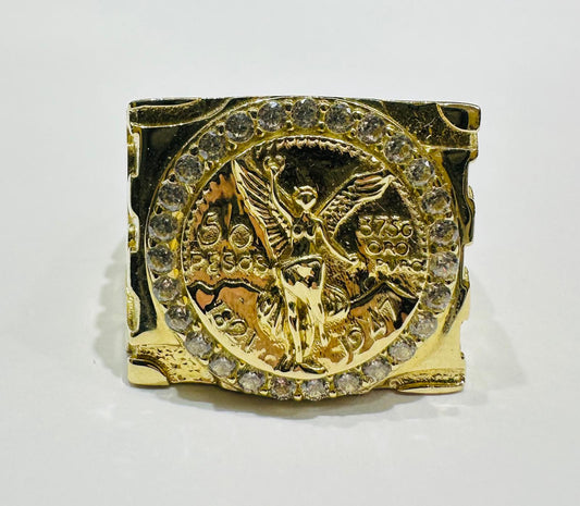 10K GOLD 50 PESOS CENTANARIO NUGGET RING- WEIGHT: 9.8gm
