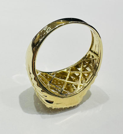 10K GOLD MEDUSA HEAD RING WITH WHITE SAPPHIRE- WEIGHT: 6.7gm