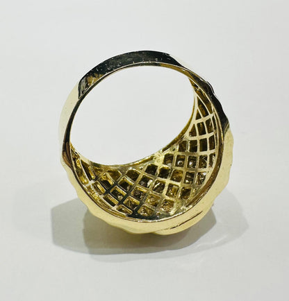 10K GOLD MEDUSA HEAD RING WITH WHITE SAPPHIRE- WEIGHT: 7.5gm