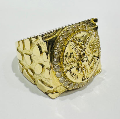 10K GOLD 50 PESOS CENTANARIO NUGGET RING- WEIGHT: 9.8gm