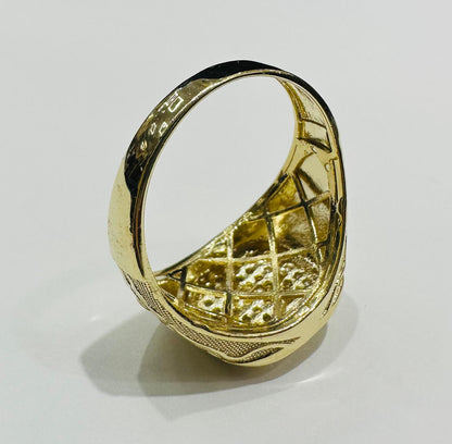 10K GOLD MEDUSA HEAD RING WITH WHITE SAPPHIRE- WEIGHT: 6.4gm