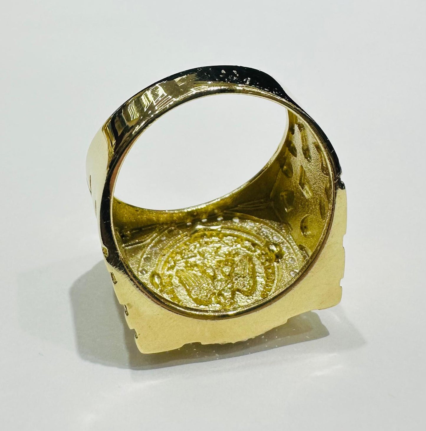 10K GOLD 50 PESOS CENTANARIO NUGGET RING- WEIGHT: 9.8gm