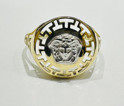 10K GOLD MEDUSA HEAD TWO TONED RING- WEIGHT: 1.8gm