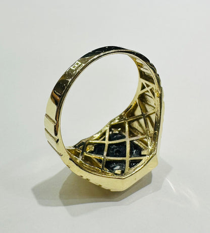10K GOLD MEDUSA HEAD RING WITH WHITE SAPPHIRE- WEIGHT: 6.5gm