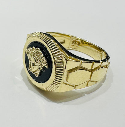 10K GOLD MEDUSA HEAD RING- WEIGHT: 9.0gm