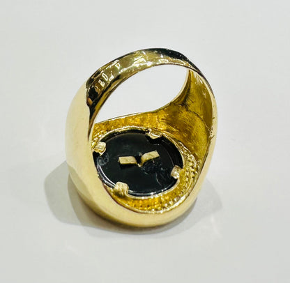 10K GOLD MEDUSA HEAD RING WITH WHITE SAPPHIRE- WEIGHT: 9.5gm