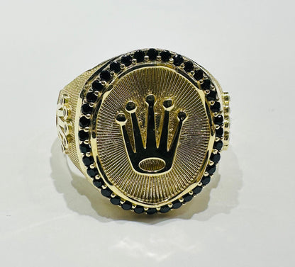 10K GOLD ROLEX RING WITH SAPPHIRE STONES- WEIGHT: 8.0gm