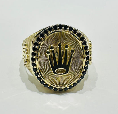 10K GOLD ROLEX RING WITH SAPPHIRE STONES- WEIGHT: 8.0gm