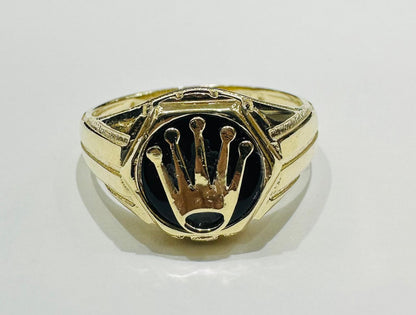 10K GOLD ROLEX RING WITH WHITE SAPPHIRE- WEIGHT: 4.8gm