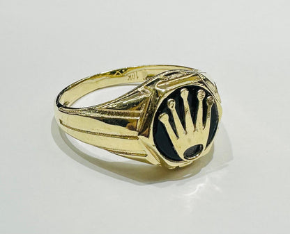 10K GOLD ROLEX RING WITH WHITE SAPPHIRE- WEIGHT: 4.8gm