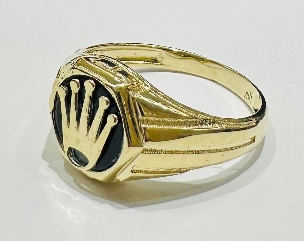 10K GOLD ROLEX RING WITH WHITE SAPPHIRE- WEIGHT: 4.8gm