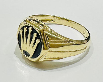 10K GOLD ROLEX RING WITH WHITE SAPPHIRE- WEIGHT: 4.8gm