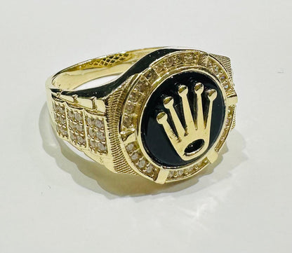 10K GOLD ROLEX RING WITH WHITE SAPPHIRE- WEIGHT: 7.9gm