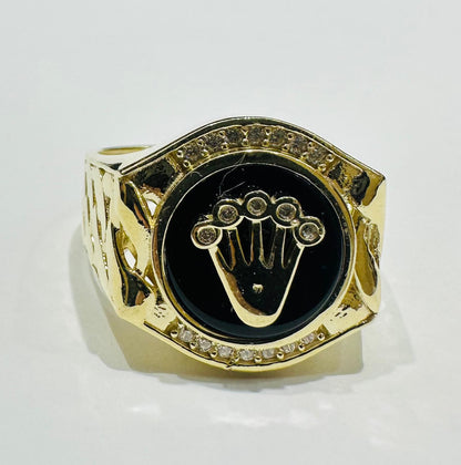 10K GOLD ROLEX RING WITH WHITE SAPPHIRE- WEIGHT: 7.8gm