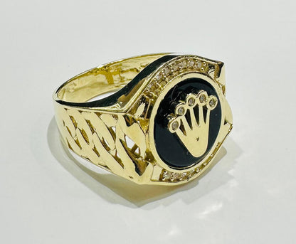 10K GOLD ROLEX RING WITH WHITE SAPPHIRE- WEIGHT: 7.8gm
