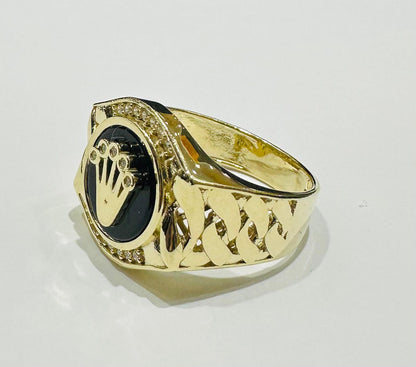 10K GOLD ROLEX RING WITH WHITE SAPPHIRE- WEIGHT: 7.8gm