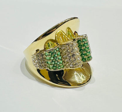 10K GOLD RING WITH SAPPHIRE STONES-WEIGHT: 3.4gm