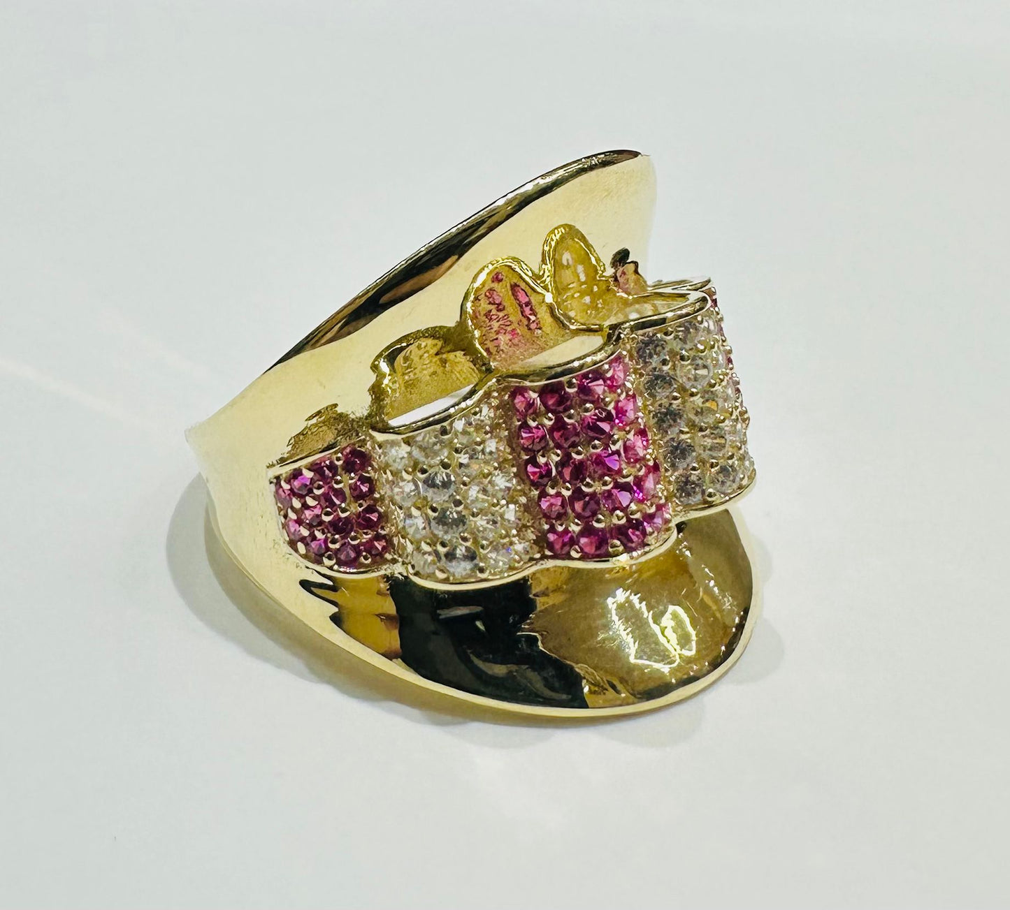10K GOLD RING WITH SAPPHIRE STONES-WEIGHT: 3.5gm