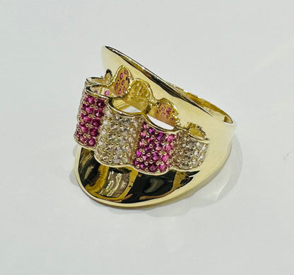10K GOLD RING WITH SAPPHIRE STONES-WEIGHT: 3.5gm